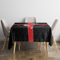 Georgia Tablecloth with Black Patterned Red Cross with Dragon Horse Symbol and Silent Pride Quote Design - Wonder Print Shop