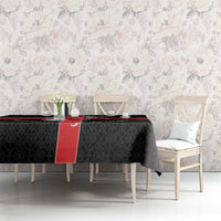 Georgia Tablecloth with Black Patterned Red Cross with Dragon Horse Symbol and Silent Pride Quote Design - Wonder Print Shop