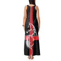 Georgia Tank Maxi Dress with Black Patterned Red Cross with Dragon Horse Symbol and Silent Pride Quote Design - Wonder Print Shop