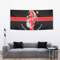 Georgia Tapestry with Black Patterned Red Cross with Dragon Horse Symbol and Silent Pride Quote Design - Wonder Print Shop