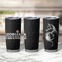 Georgia Tumbler Cup with Black Patterned Red Cross with Dragon Horse Symbol and Silent Pride Quote Design - Wonder Print Shop
