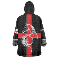 Georgia Wearable Blanket Hoodie with Black Patterned Red Cross with Dragon Horse Symbol and Silent Pride Quote Design - Wonder Print Shop
