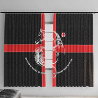 Georgia Window Curtain with Black Patterned Red Cross with Dragon Horse Symbol and Silent Pride Quote Design - Wonder Print Shop