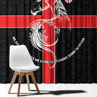 Georgia Window Curtain with Black Patterned Red Cross with Dragon Horse Symbol and Silent Pride Quote Design - Wonder Print Shop