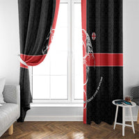 Georgia Window Curtain with Black Patterned Red Cross with Dragon Horse Symbol and Silent Pride Quote Design - Wonder Print Shop