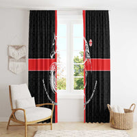 Georgia Window Curtain with Black Patterned Red Cross with Dragon Horse Symbol and Silent Pride Quote Design - Wonder Print Shop