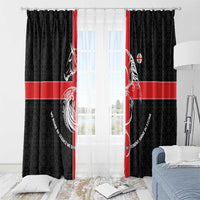 Georgia Window Curtain with Black Patterned Red Cross with Dragon Horse Symbol and Silent Pride Quote Design - Wonder Print Shop