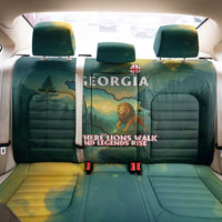 Georgia Back Car Seat Cover with Green Mountain Landscape with Map Outline Lion and Legends Rise Quote Design - Wonder Print Shop
