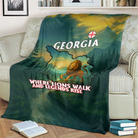 Georgia Blanket with Green Mountain Landscape with Map Outline Lion and Legends Rise Quote Design - Wonder Print Shop