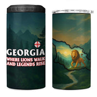 Georgia 4 in 1 Can Cooler Tumbler with Green Mountain Landscape with Map Outline Lion and Legends Rise Quote Design - Wonder Print Shop