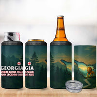 Georgia 4 in 1 Can Cooler Tumbler with Green Mountain Landscape with Map Outline Lion and Legends Rise Quote Design - Wonder Print Shop
