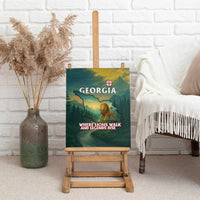 Georgia Canvas Wall Art with Green Mountain Landscape with Map Outline Lion and Legends Rise Quote Design - Wonder Print Shop