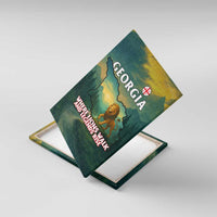 Georgia Canvas Wall Art with Green Mountain Landscape with Map Outline Lion and Legends Rise Quote Design - Wonder Print Shop