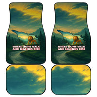 Georgia Car Mats with Green Mountain Landscape with Map Outline Lion and Legends Rise Quote Design - Wonder Print Shop