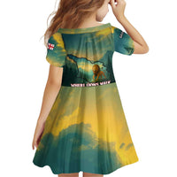 Georgia Family Matching Off Shoulder Short Dress and Hawaiian Shirt with Green Mountain Landscape with Map Outline Lion and Legends Rise Quote Design - Wonder Print Shop