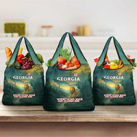Georgia Grocery Bag with Green Mountain Landscape with Map Outline Lion and Legends Rise Quote Design - Wonder Print Shop