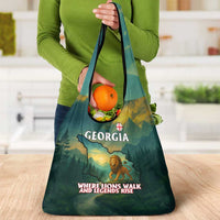 Georgia Grocery Bag with Green Mountain Landscape with Map Outline Lion and Legends Rise Quote Design - Wonder Print Shop