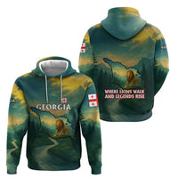 Georgia Hoodie with Green Mountain Landscape with Map Outline Lion and Legends Rise Quote Design - Wonder Print Shop