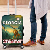 Georgia Luggage Cover with Green Mountain Landscape with Map Outline Lion and Legends Rise Quote Design - Wonder Print Shop