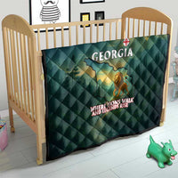 Georgia Quilt with Green Mountain Landscape with Map Outline Lion and Legends Rise Quote Design - Wonder Print Shop
