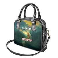 Georgia Shoulder Handbag with Green Mountain Landscape with Map Outline Lion and Legends Rise Quote Design - Wonder Print Shop