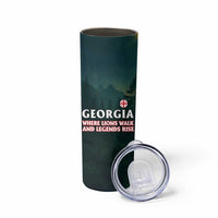 Georgia Skinny Tumbler with Green Mountain Landscape with Map Outline Lion and Legends Rise Quote Design - Wonder Print Shop
