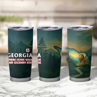Georgia Tumbler Cup with Green Mountain Landscape with Map Outline Lion and Legends Rise Quote Design - Wonder Print Shop