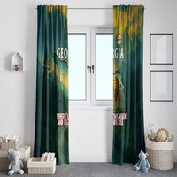 Georgia Window Curtain with Green Mountain Landscape with Map Outline Lion and Legends Rise Quote Design - Wonder Print Shop