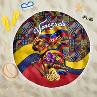 Venezuela Flag Day Patriotism Beach Blanket Heritage Flag Jaguar Traditional Instruments