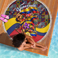 Venezuela Flag Day Patriotism Beach Blanket Heritage Flag Jaguar Traditional Instruments