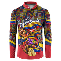 Venezuela Flag Day Patriotism Button Sweatshirt Heritage Flag Jaguar Traditional Instruments