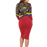 Venezuela Flag Day Patriotism Long Sleeve Bodycon Dress Heritage Flag Jaguar Traditional Instruments