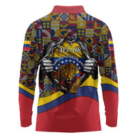 Venezuela Flag Day Patriotism Long Sleeve Polo Shirt Heritage Flag Jaguar Traditional Instruments