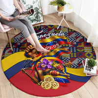 Venezuela Flag Day Patriotism Round Carpet Heritage Flag Jaguar Traditional Instruments