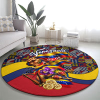 Venezuela Flag Day Patriotism Round Carpet Heritage Flag Jaguar Traditional Instruments