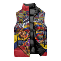 Venezuela Flag Day Patriotism Sleeveless Puffer Jacket Heritage Flag Jaguar Traditional Instruments