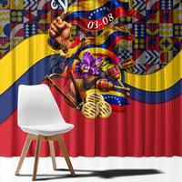 Venezuela Flag Day Patriotism Window Curtain Heritage Flag Jaguar Traditional Instruments