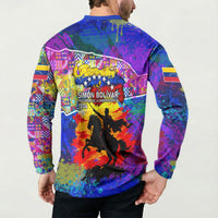 Simon Bolivar Venezuela Flag Day Button Sweatshirt Patriotism Precursor De La Independencia Vibrant Flag