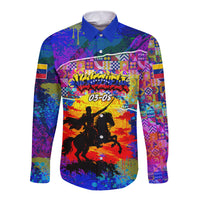 Simon Bolivar Venezuela Flag Day Long Sleeve Button Shirt Patriotism Precursor De La Independencia Vibrant Flag