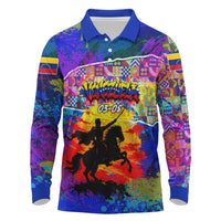 Simon Bolivar Venezuela Flag Day Long Sleeve Polo Shirt Patriotism Precursor De La Independencia Vibrant Flag