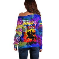 Simon Bolivar Venezuela Flag Day Off Shoulder Sweater Patriotism Precursor De La Independencia Vibrant Flag