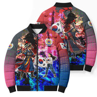 South Korea Flag Day Bomber Puffer Jacket National Pride - Traditional Warrior - Modern History