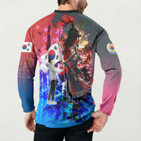 South Korea Flag Day Button Sweatshirt National Pride - Traditional Warrior - Modern History