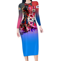 South Korea Flag Day Long Sleeve Bodycon Dress National Pride - Traditional Warrior - Modern History