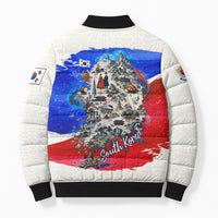South Korea Flag Day Bomber Puffer Jacket Patriotic Cultural Landmarks Map