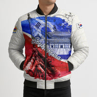 South Korea Flag Day Bomber Puffer Jacket Patriotic Cultural Landmarks Map