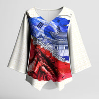 South Korea Flag Day Kimono Sleeve Blouse Patriotic Cultural Landmarks Map