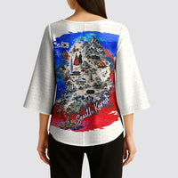 South Korea Flag Day Kimono Sleeve Blouse Patriotic Cultural Landmarks Map