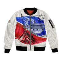 South Korea Flag Day Sleeve Zip Bomber Jacket Patriotic Cultural Landmarks Map