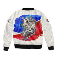 South Korea Flag Day Sleeve Zip Bomber Jacket Patriotic Cultural Landmarks Map